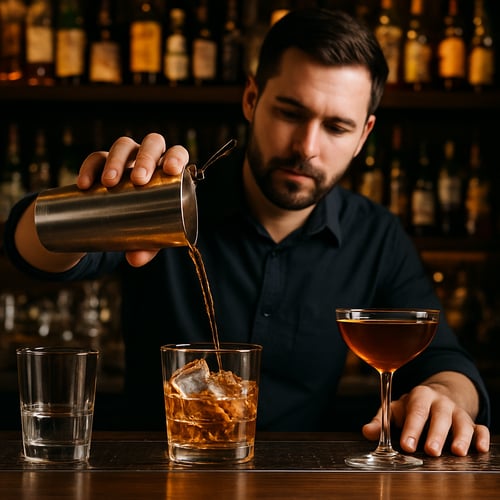 bar and poring drinks